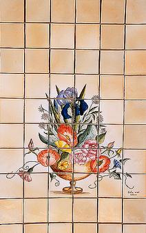 Panneau Décoratif sur 11 x 11 Faits Main : Bouquet de Fleurs