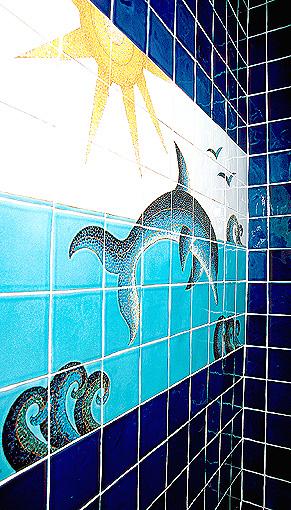 décor mural sur carreau 13x13cm motif dauphin