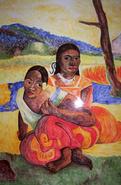 Pierre de lave - Panneau décoratif - motif Gauguin - Salernes en Provence